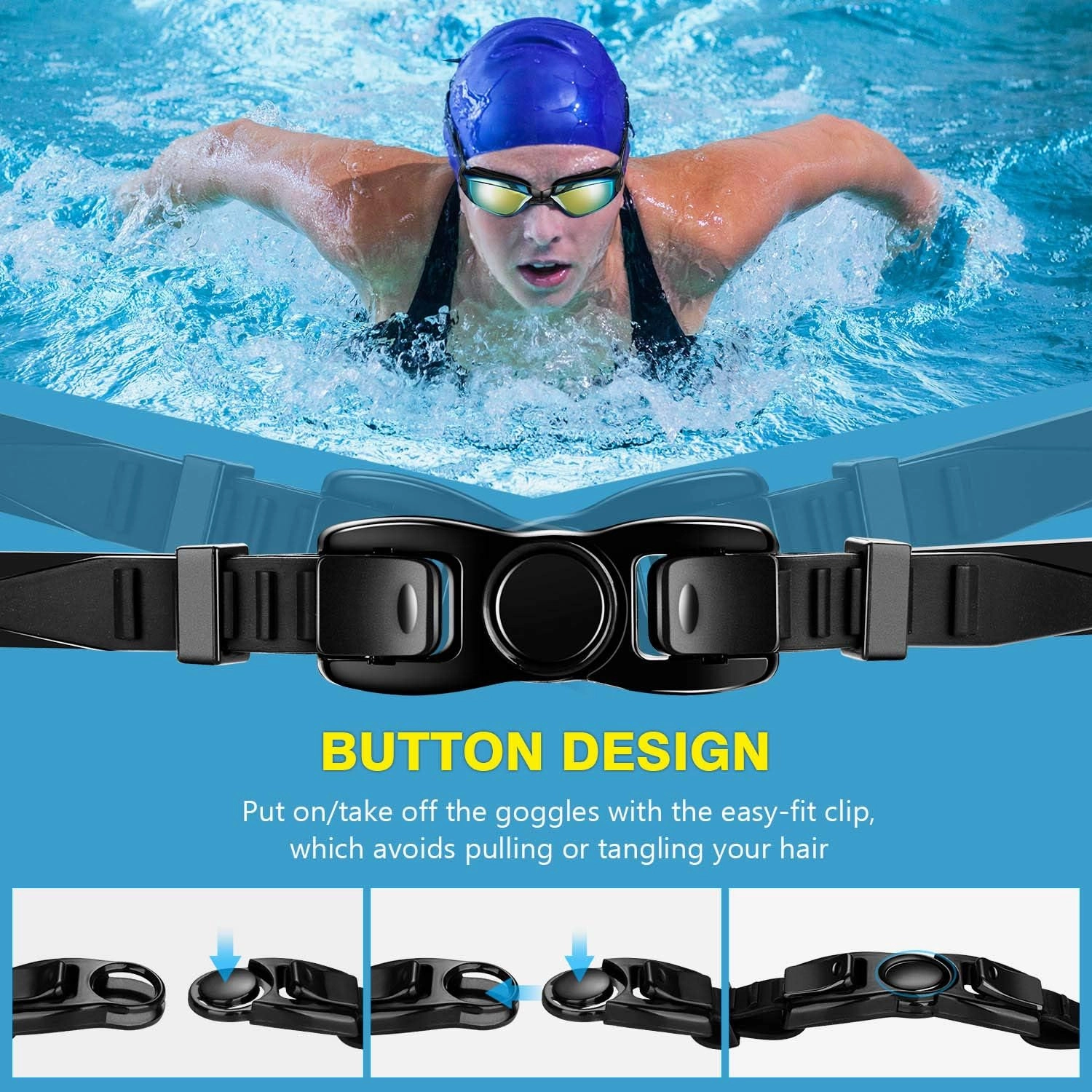 Portzon dynamics Swim Goggles, Anti Fog Clear No Leaking Swimming Goggles for Adult Men Women