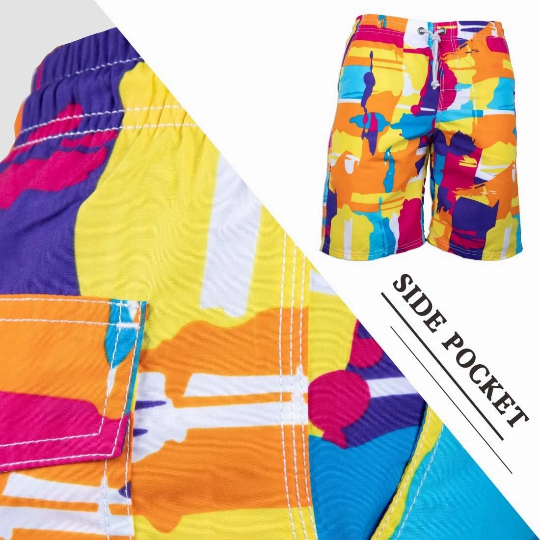 PREFER TO LIFE Men's Board Shorts, Quick Dry Swimwear Beach Holiday Party Bermuda Swim Big Pants 