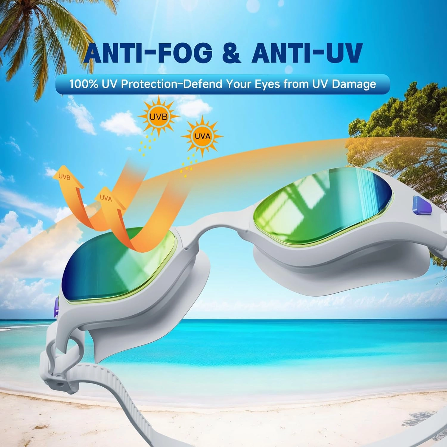 Premium Swim Goggles  Anti-Fog, UV Protection & Leak-Proof for Men, Women & Youth