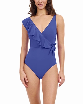 Profile By Gottex Tutti Frutti V Neck Ruffle Surplice Swimsuit