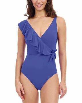 Profile By Gottex Tutti Frutti V-Neck Ruffle Surplice Swimsuit