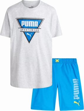 PUMA Boys Swim Set - Bathing Suit Swim Trunks with Matching Basic Short Sleeve T-Shirt - Swimwear Set for Big Boys (8-20)