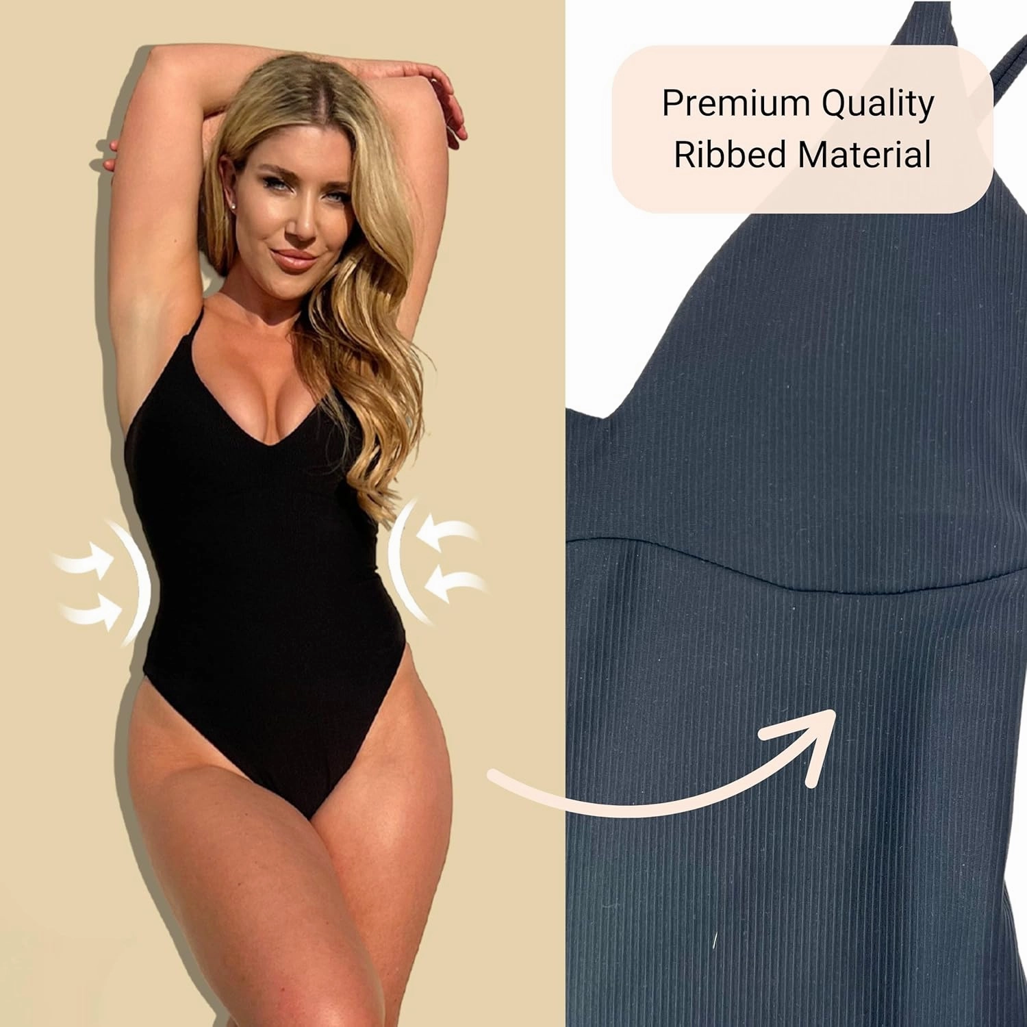 Push Up & Tummy Control, Shapewear One Piece Swimsuit with Lace Up Back Detail