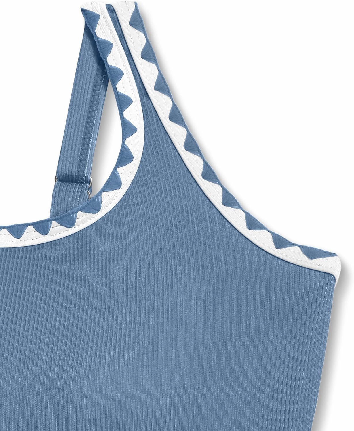 Qaoerde Girls Swimsuit One Piece Swimsuits Solid Color Bathing Suit Colorful Contrast Trim Adjustable Straps Swimwear 9-16Y