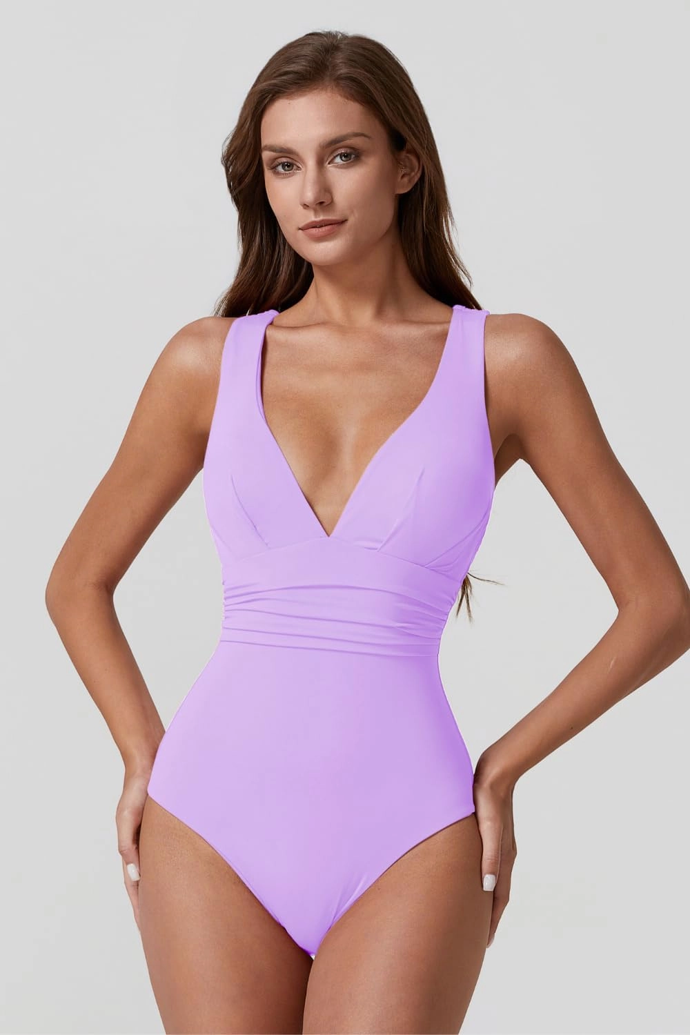 QINSEN Womens Sexy V Neck One Piece Bathing Suit Cross Back Swimsuit High Waist Monokini