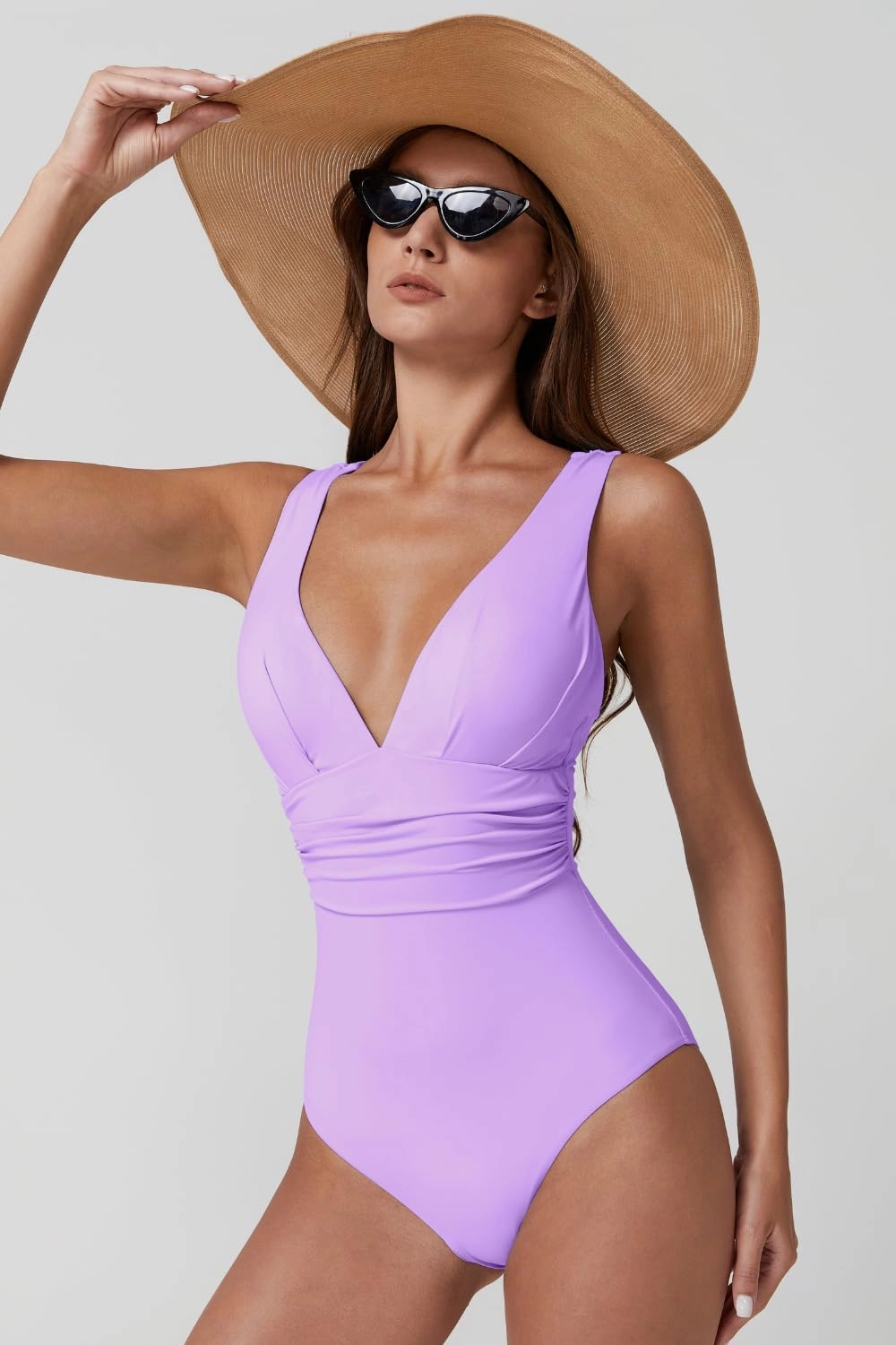 QINSEN Womens Sexy V Neck One Piece Bathing Suit Cross Back Swimsuit High Waist Monokini