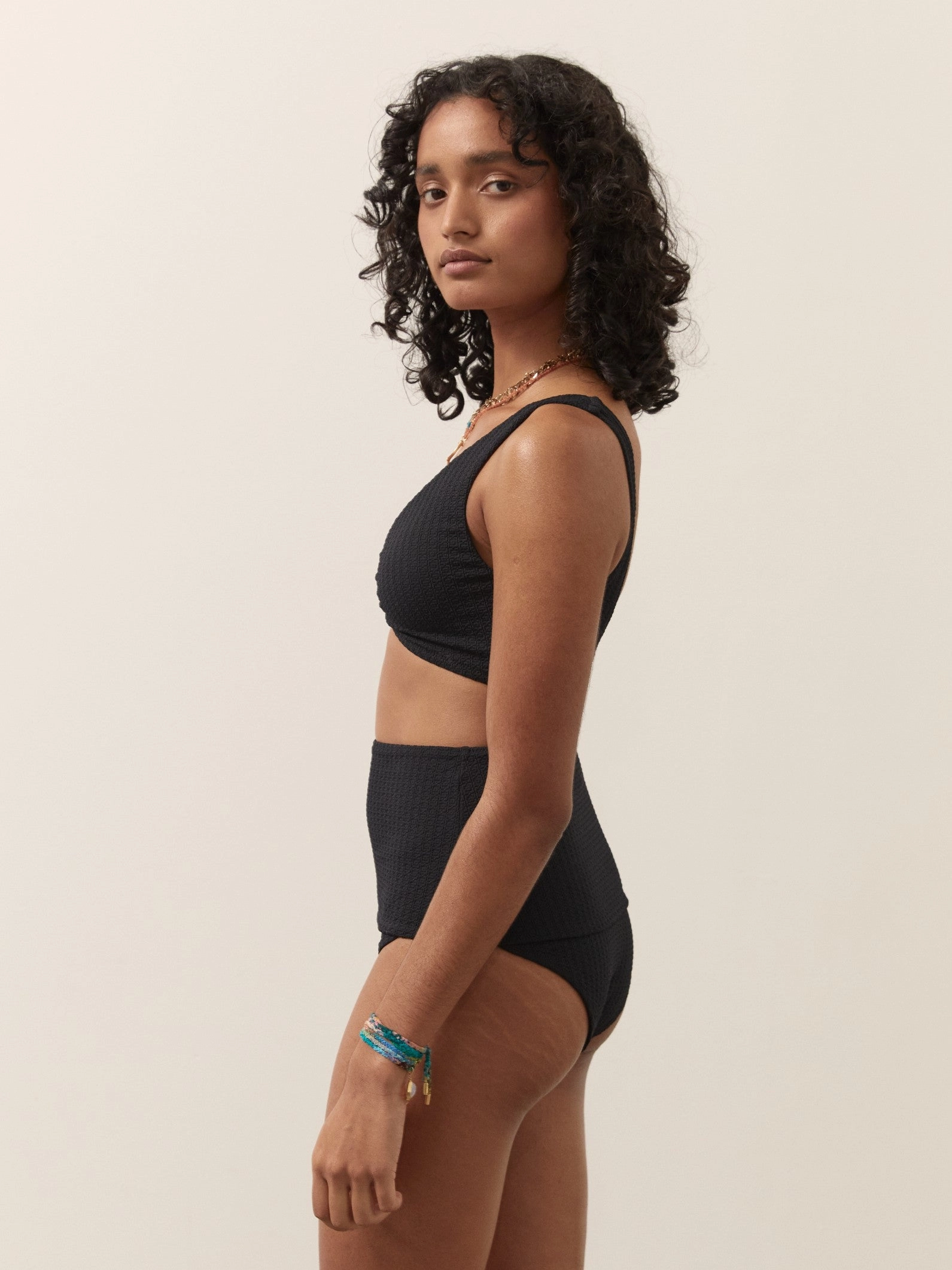 RA Estel High Waist Bikini Bottom Black