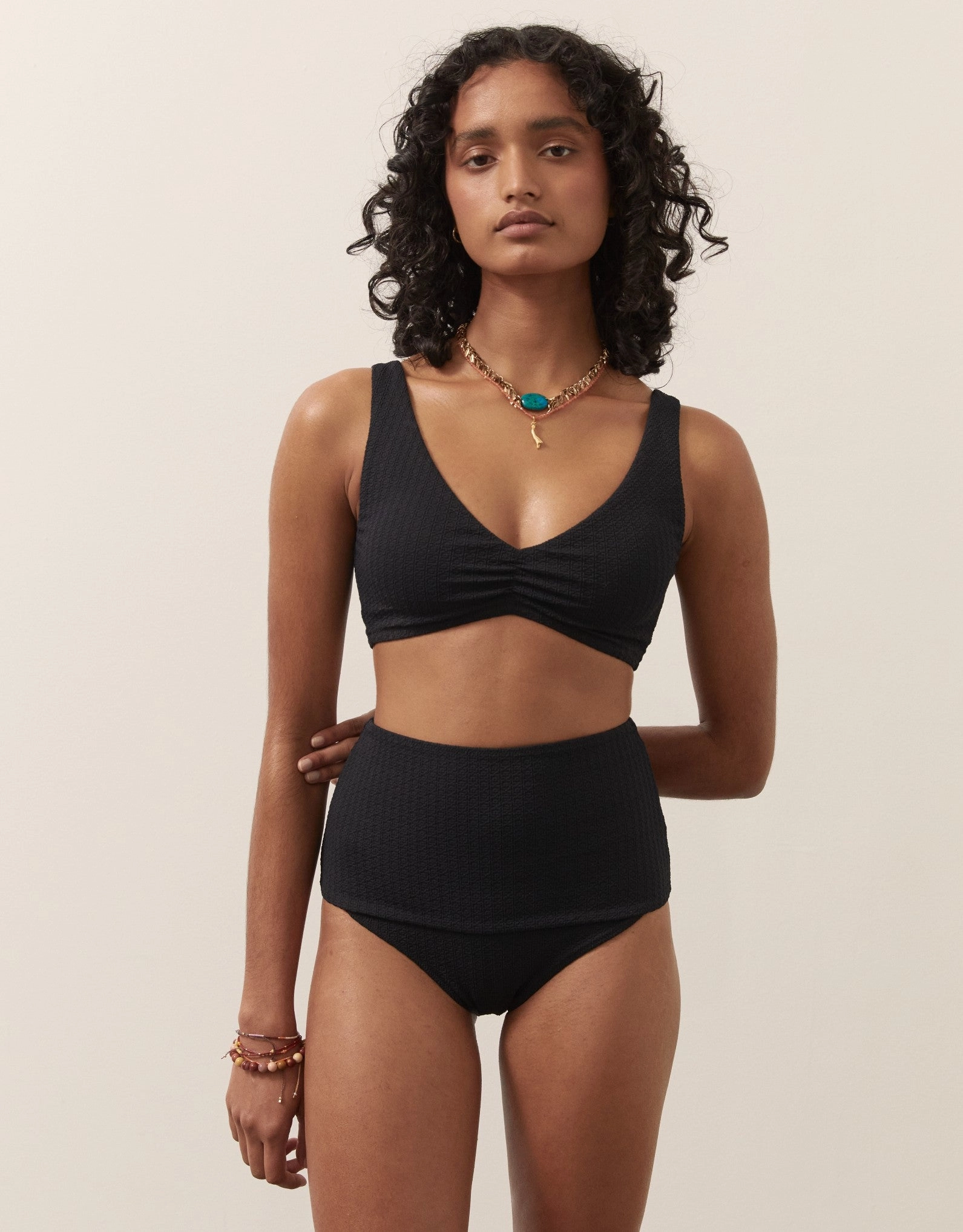 RA Estel High Waist Bikini Bottom Black