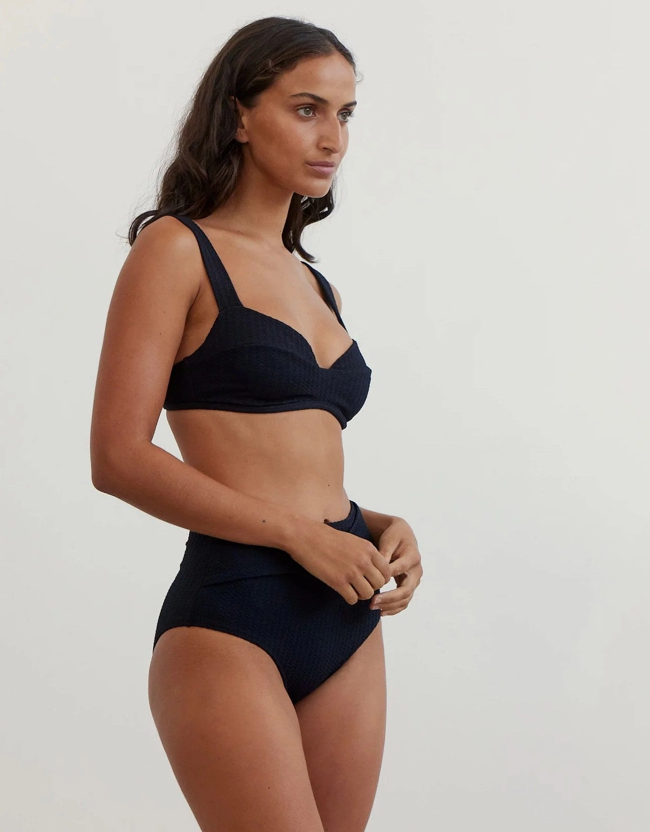 RA Pania High Waist Bikini Bottom with Belt Black
