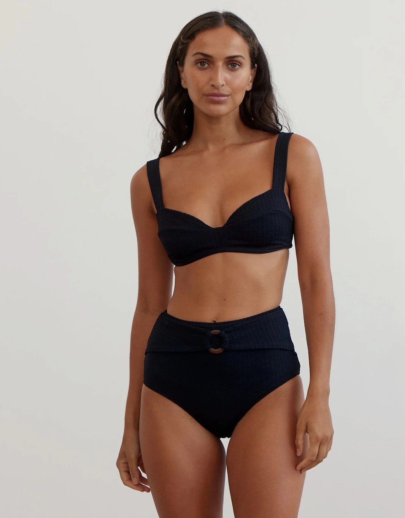 RA Pania High Waist Bikini Bottom with Belt Black