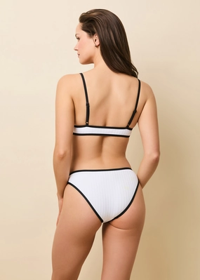 Rachel Ribbed Bikini Bottom Optic White / Noir