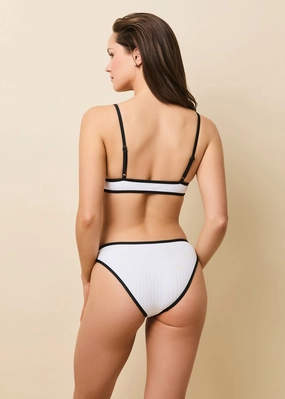 Rachel Ribbed Bikini Bottom Optic White / Noir