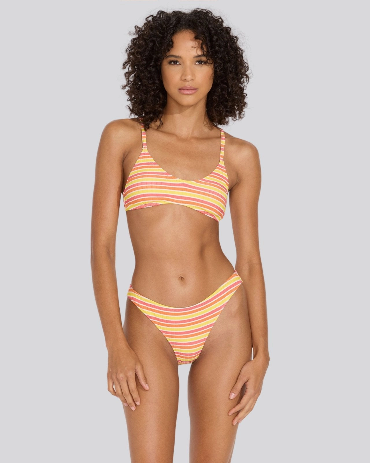 Rachel Ribbed Bikini Bottom Sorbet Stripe