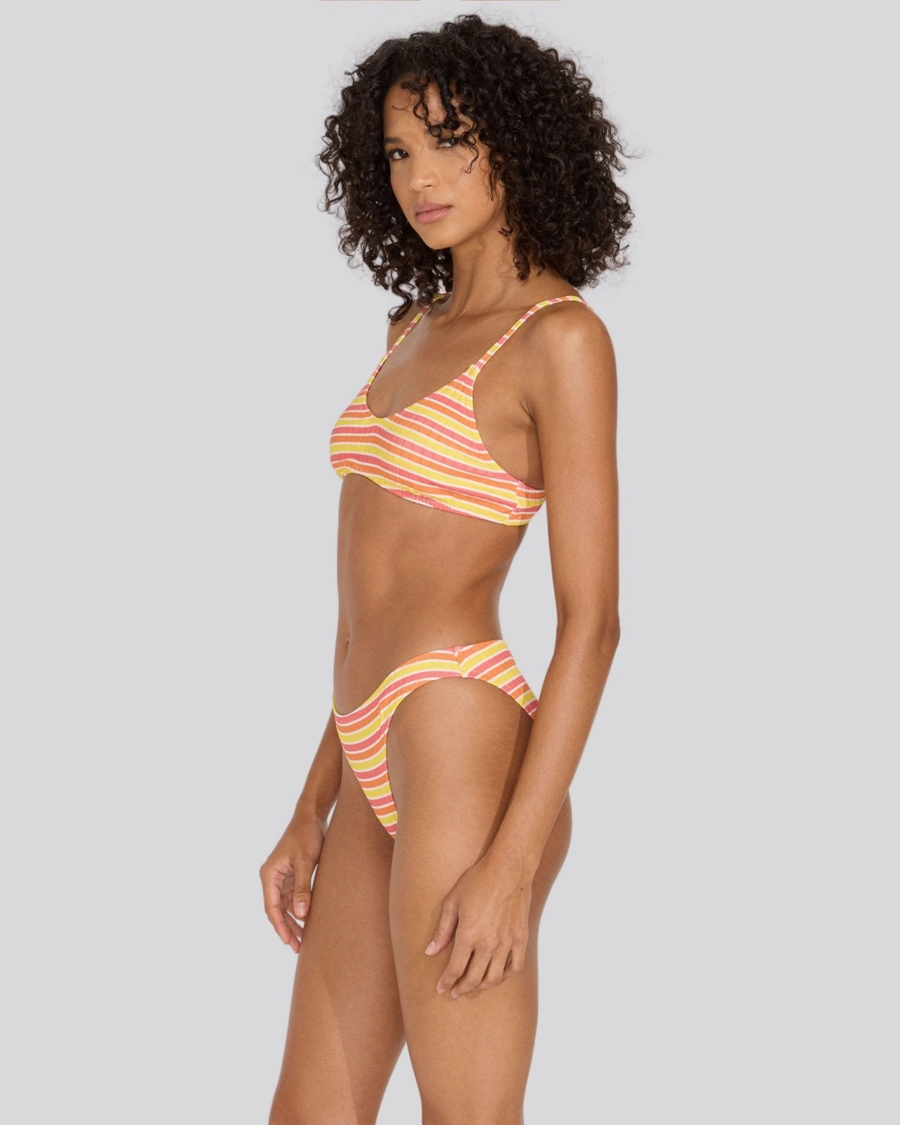 Rachel Ribbed Bikini Bottom Sorbet Stripe