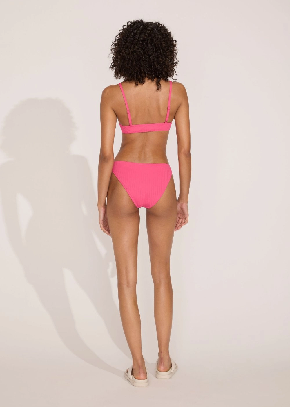 Rachel Ribbed Bikini Top Hot Pink