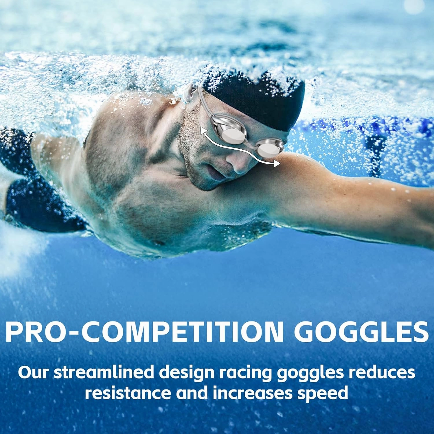 Racing Swim Goggles 2 Pack for Adult Men Women 180 Panoramic Clear View Bungee Strap Swimming Goggles No Leaking