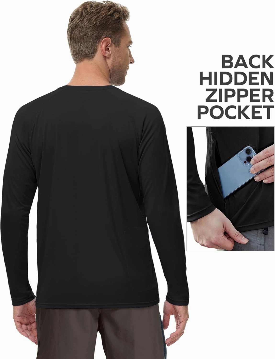 Rash Guard for Men Swim Shirt Quick Dry Fishing Shirts for Men UPF 50  Long Sleeve UV Sun Protection Beach Shirts