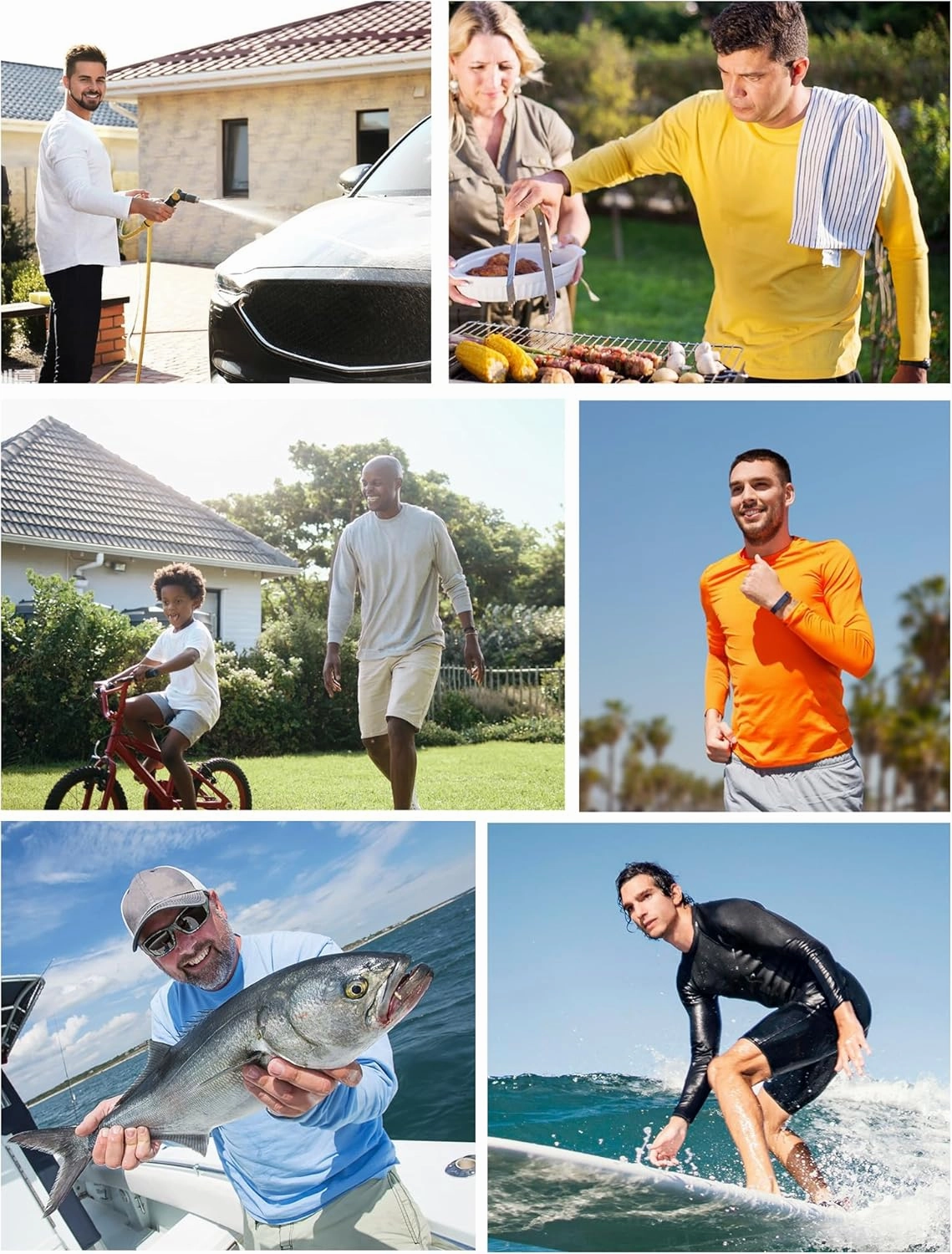 Rash Guard for Men Swim Shirt Quick Dry Fishing Shirts for Men UPF 50  Long Sleeve UV Sun Protection Beach Shirts
