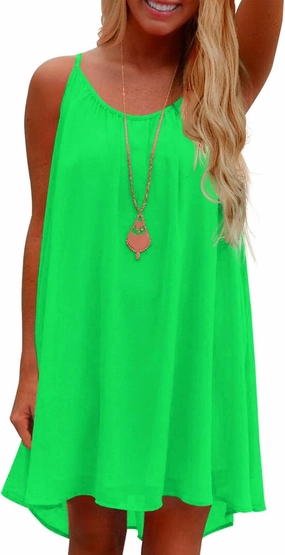 ReachMe Womens Sexy Plus Size Swimsuit Coverups Spaghetti Strap Beach Dresses Bathing Suit Cover Up Sheer Tank Sundress