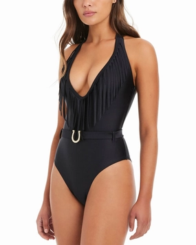 Red Carter Shine Solids Western Fringe One-Piece