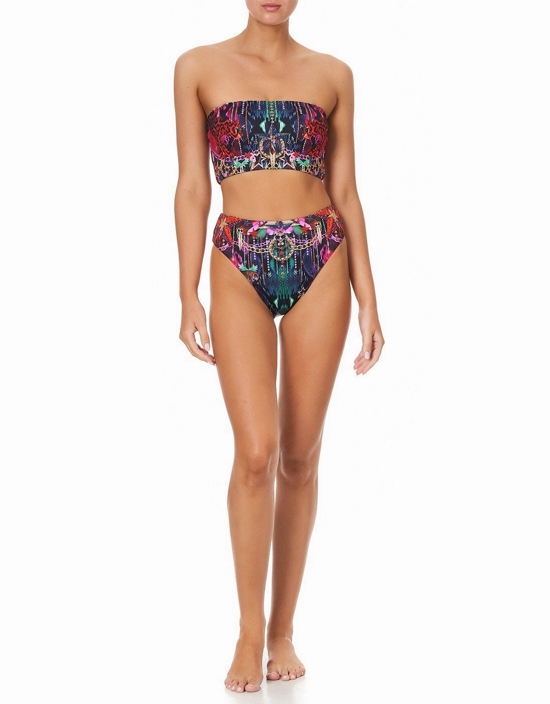 Reversible Wide Bandeau Bikini Top, Rocket Woman