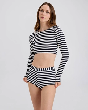 Ribbed Baby Bike Short Noir Optic White Stripe