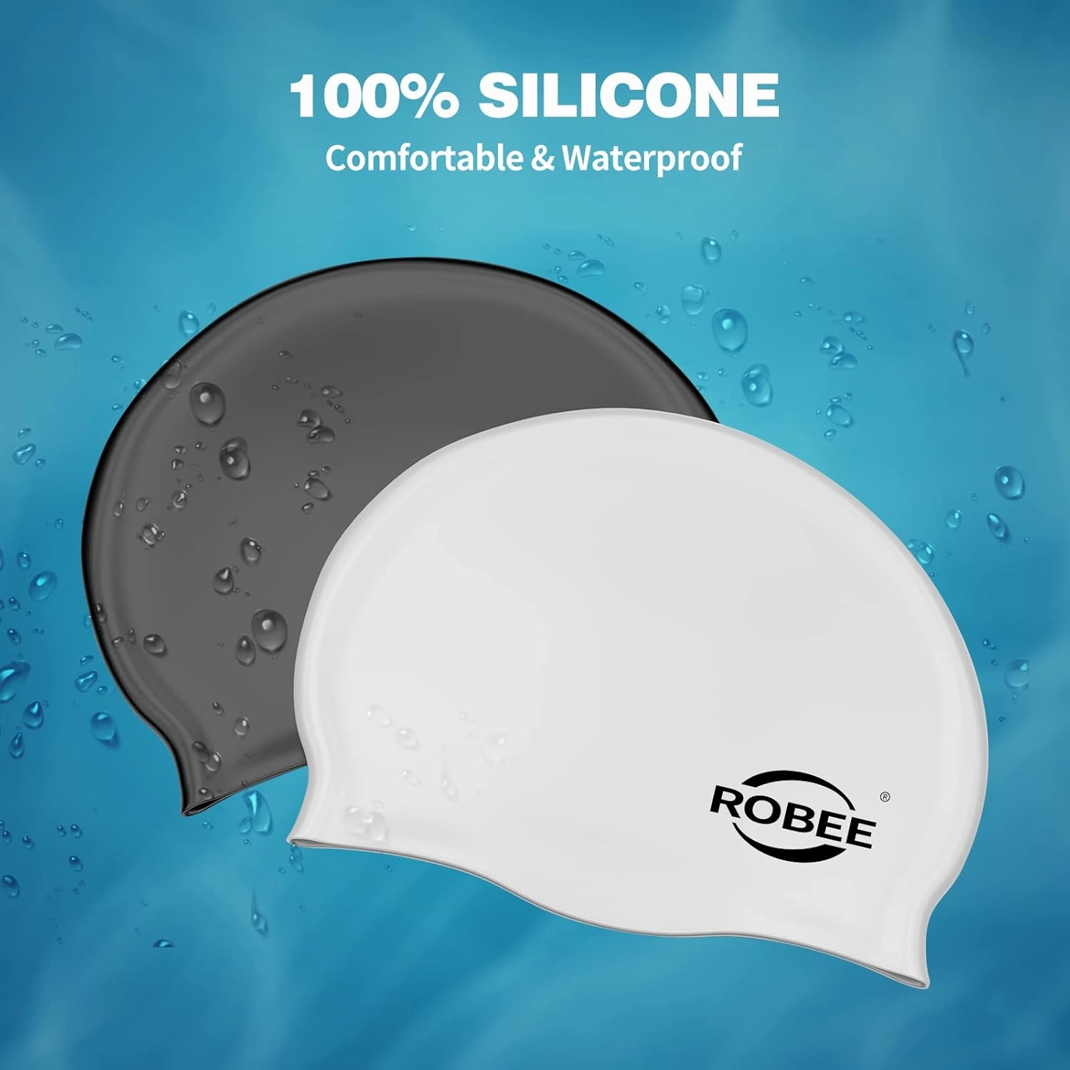 Robee Swim Goggles, Swimming Cap and Goggles Case, Polarized Swimming Goggles Silicone Cap for Adult Men Women