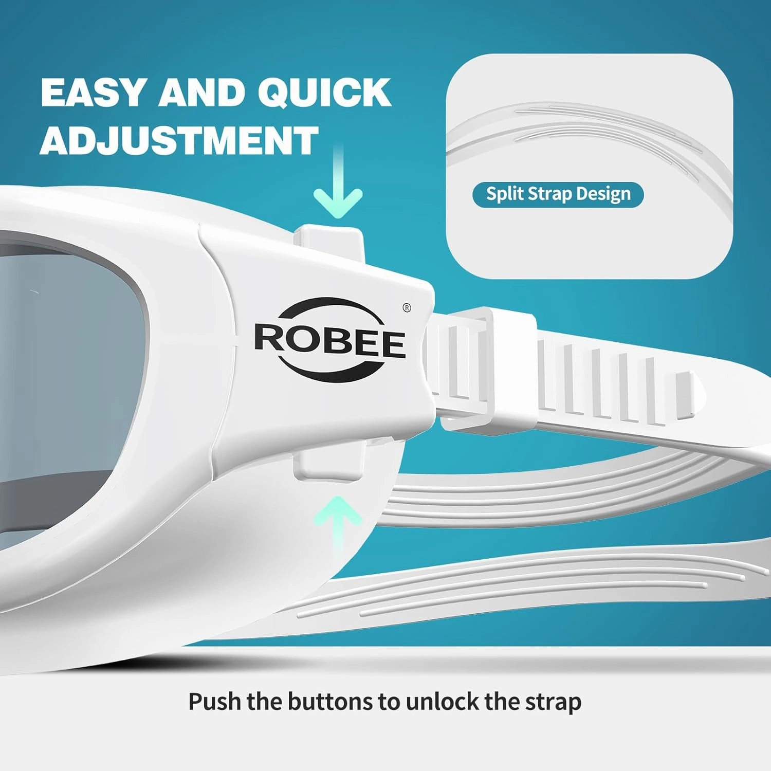 Robee Swim Goggles, Swimming Cap and Goggles Case, Polarized Swimming Goggles Silicone Cap for Adult Men Women