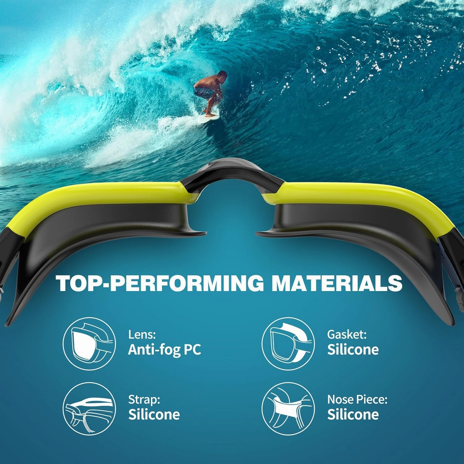 Robee Swimming Goggles, Adult Polarized Swim Goggles for Men Women Youth, Water Pool Glasses