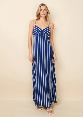 Rosetta Dress Navy Nautical Stripe