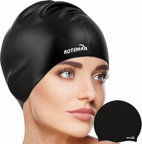 Rotema Silicone Swim Cap - Comfortable, Non-Slip, Waterproof for Women and Adults - Soft Texture, Reusable