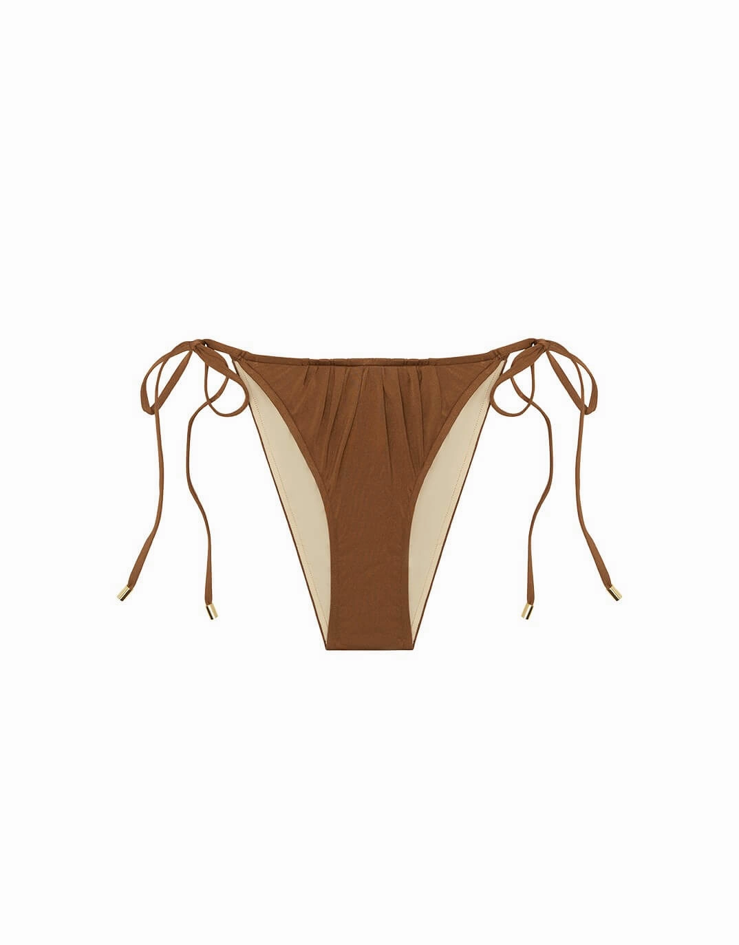 Ruched String Bikini Bottom, Maple