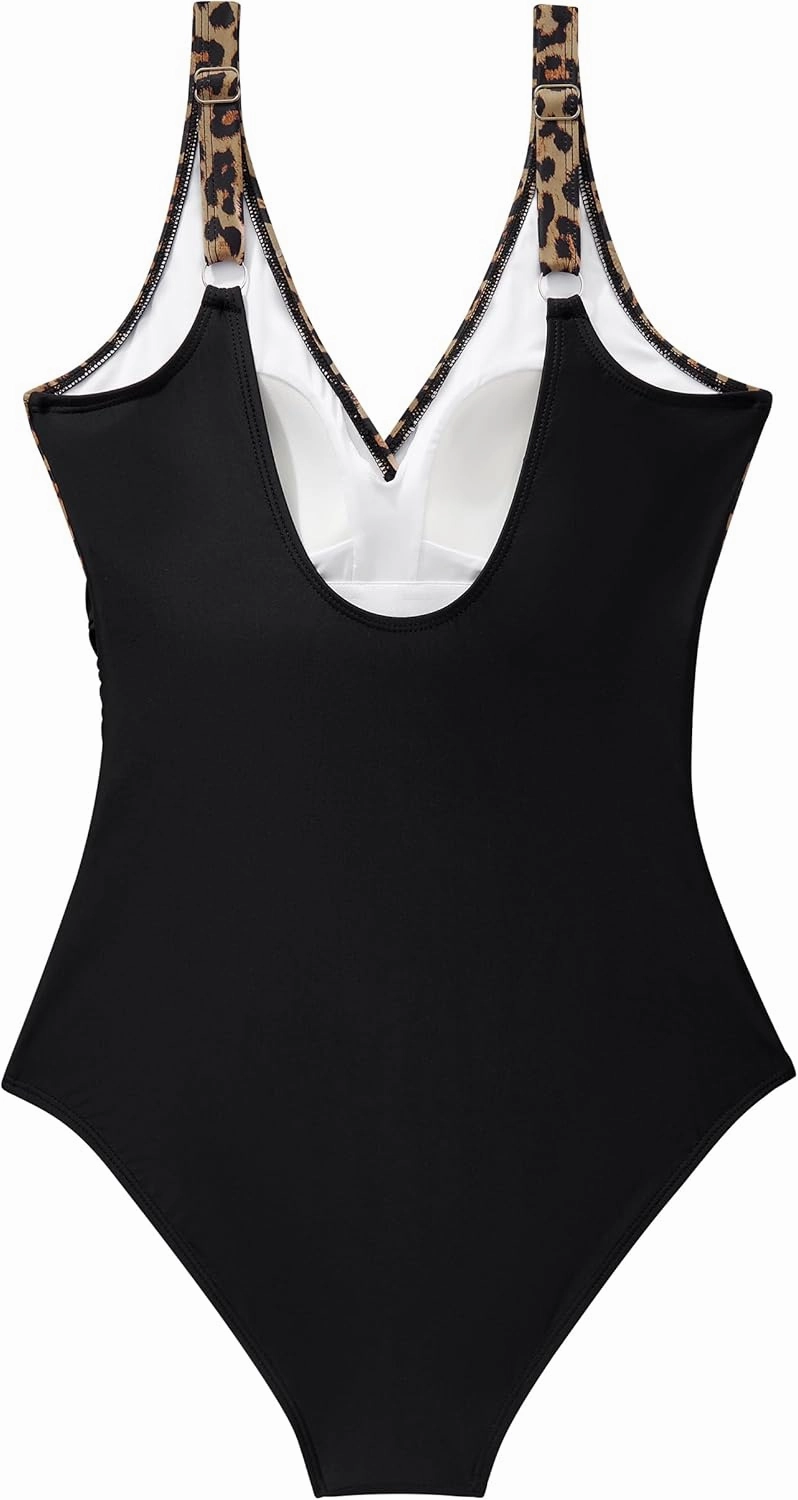RXRXCOCO Womens One Piece Swimsuits Tummy Control Ruched Criss Cross Bathing Suits V Neck Slimming Swimwear