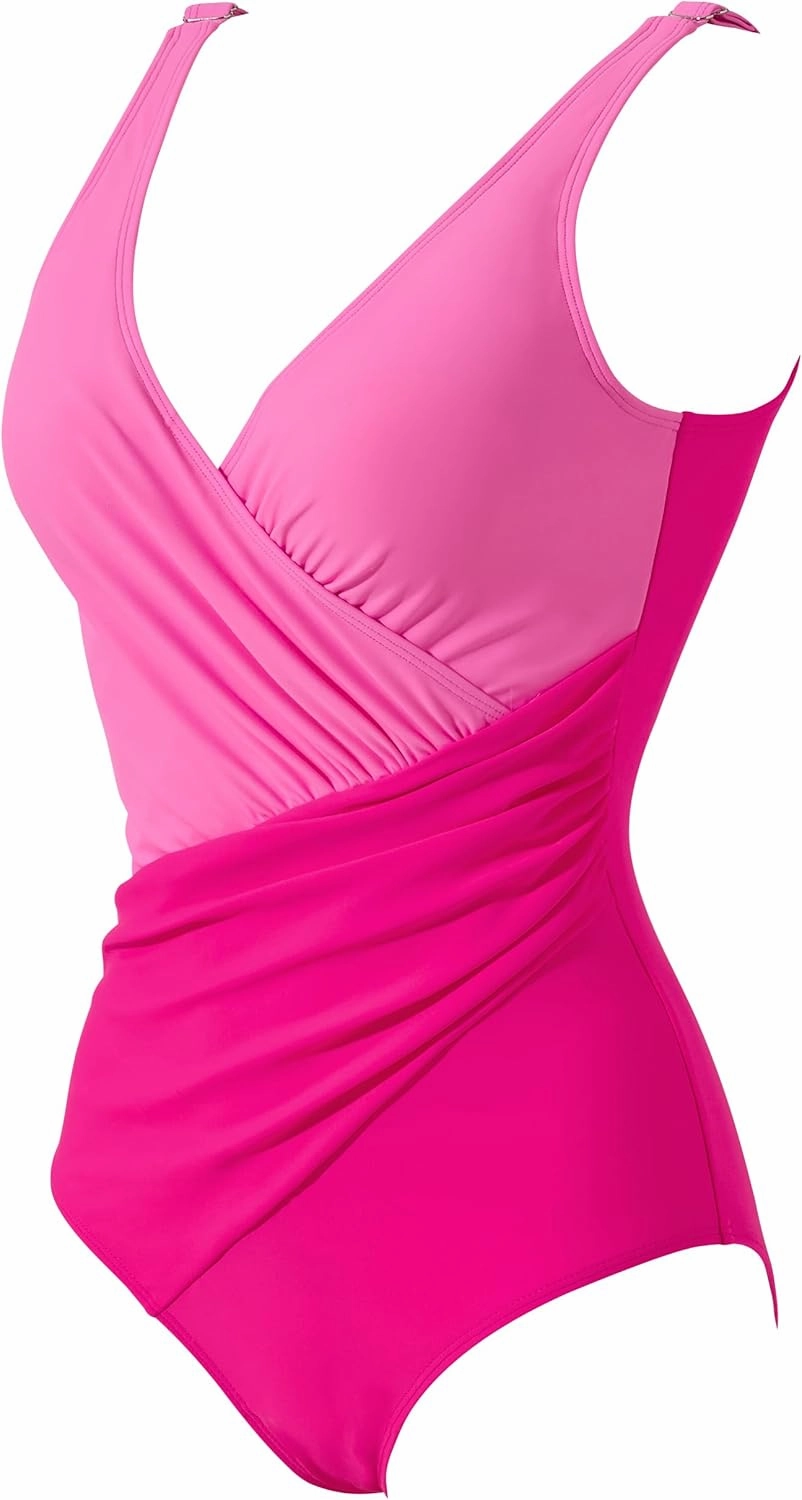 RXRXCOCO Womens One Piece Swimsuits Tummy Control Ruched Criss Cross Bathing Suits V Neck Slimming Swimwear
