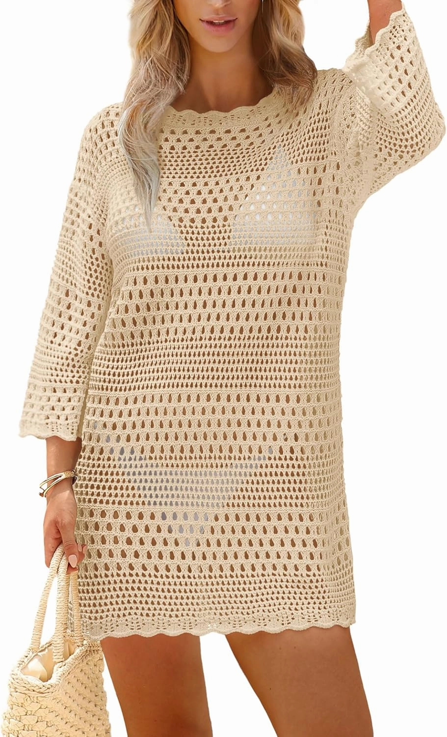 SAMPEEL Swimsuit Coverup for Women Beach Vacation Clothes Bathing Suit Cover Up Crochet Dresses Summer Cruise Outfits 2025