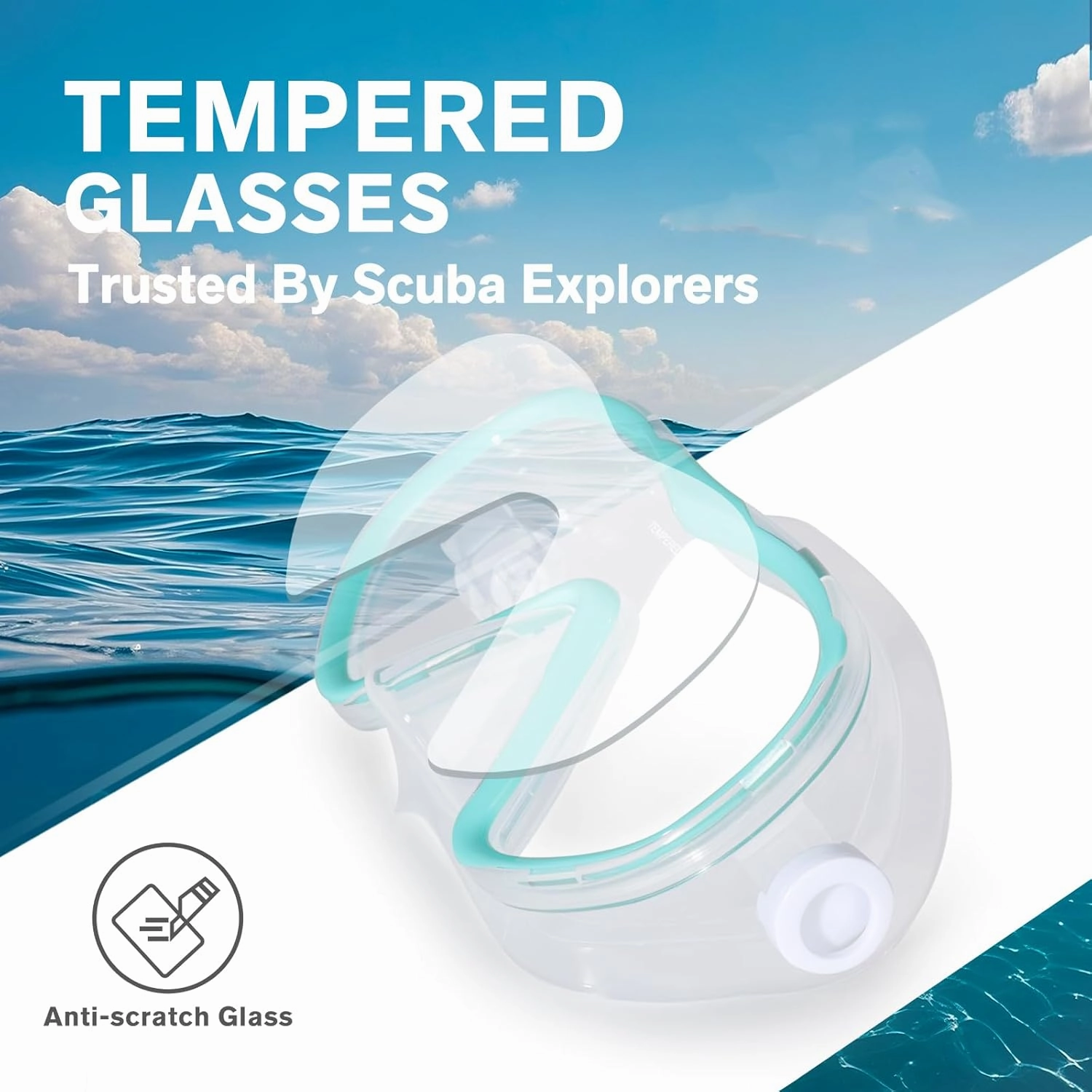 Scuba Diving Mask for Adults - Anti-Fog Swim Mask Wide View Swimming Goggles with Nose Cover Professional Snorkeling Goggles Gear Tempered Glass Lens with Fabric Strap for Men Women
