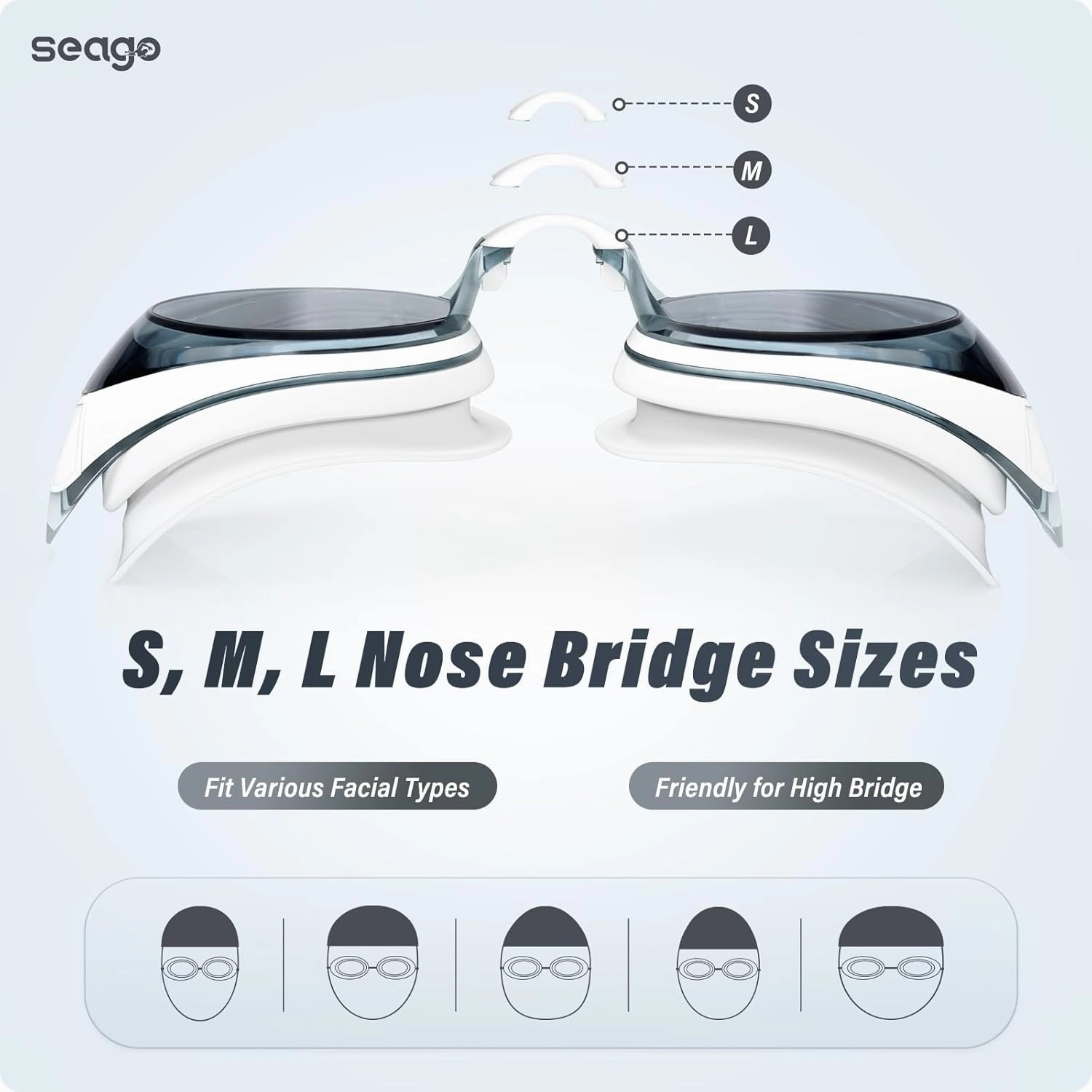 Seago 2 Pack Swimming Goggles Anti-fog Anti-UV Silicone Swim Goggles Adult Women Men