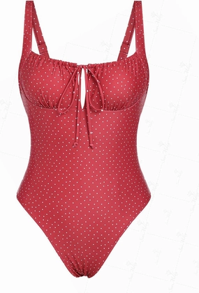 seamoly Blue Gingham Tie Around Criss Cross Backless Plunging Neck One-Piece Swimsuit