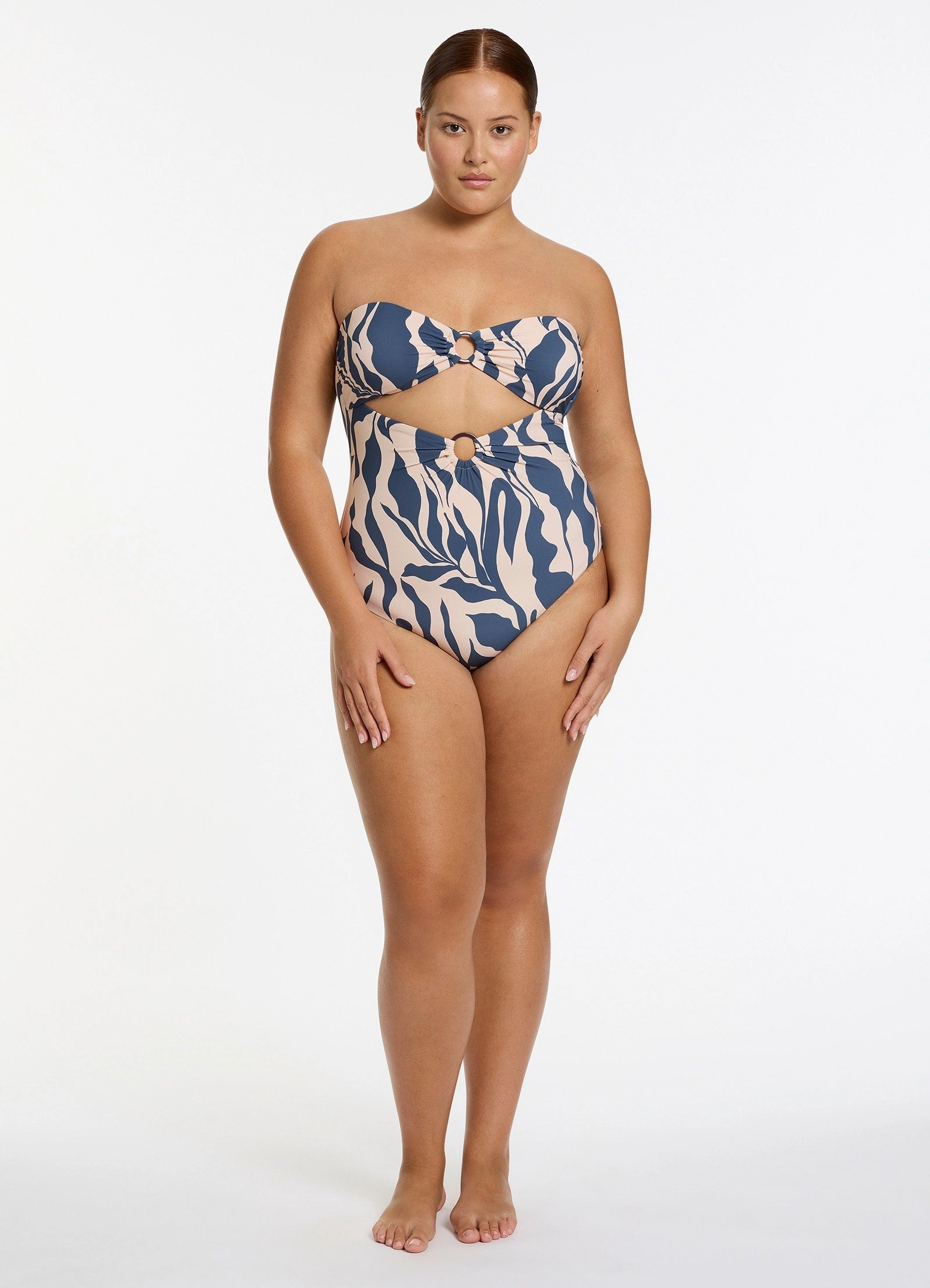 Sereno Cut Out Bandeau One Piece - Steel Blue
