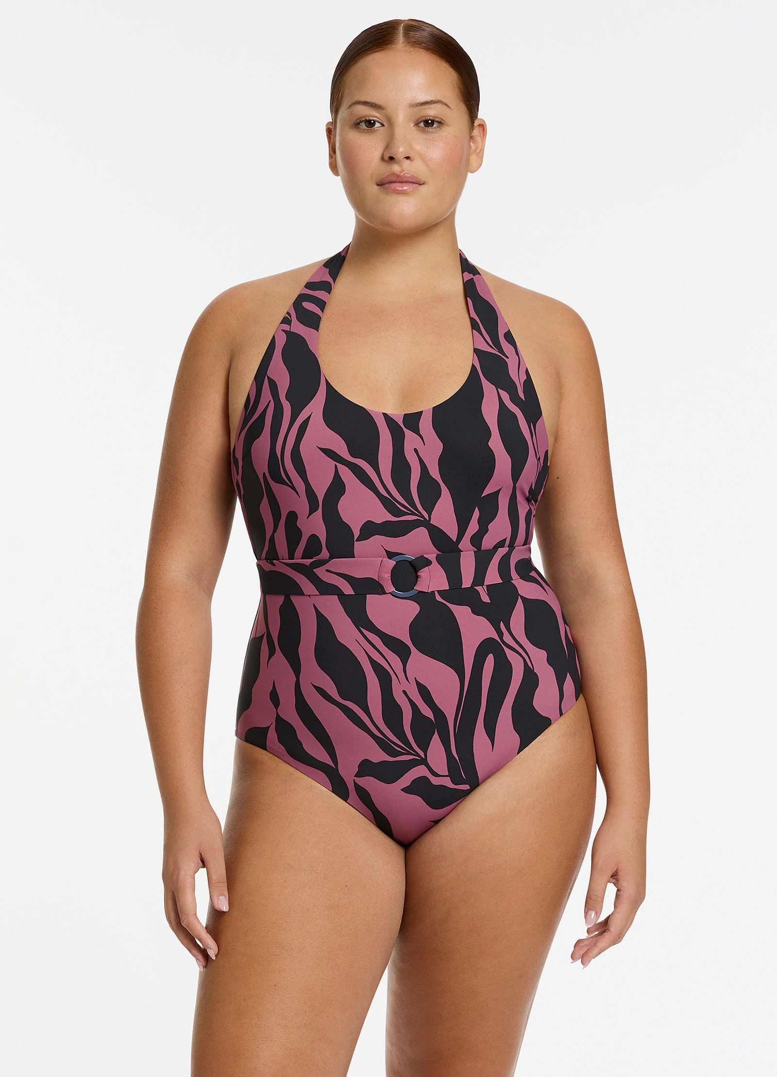 Sereno Retro Halter One Piece - Mauve