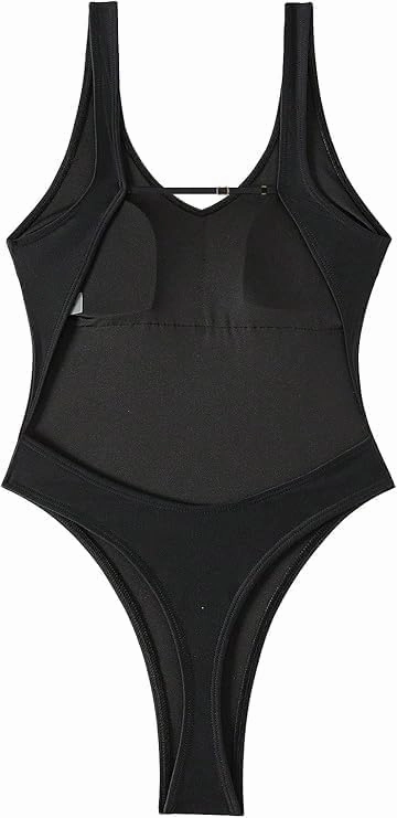 Sexy Backless Cheeky High Cut Leg Thong V Neck One Piece Swimsuit