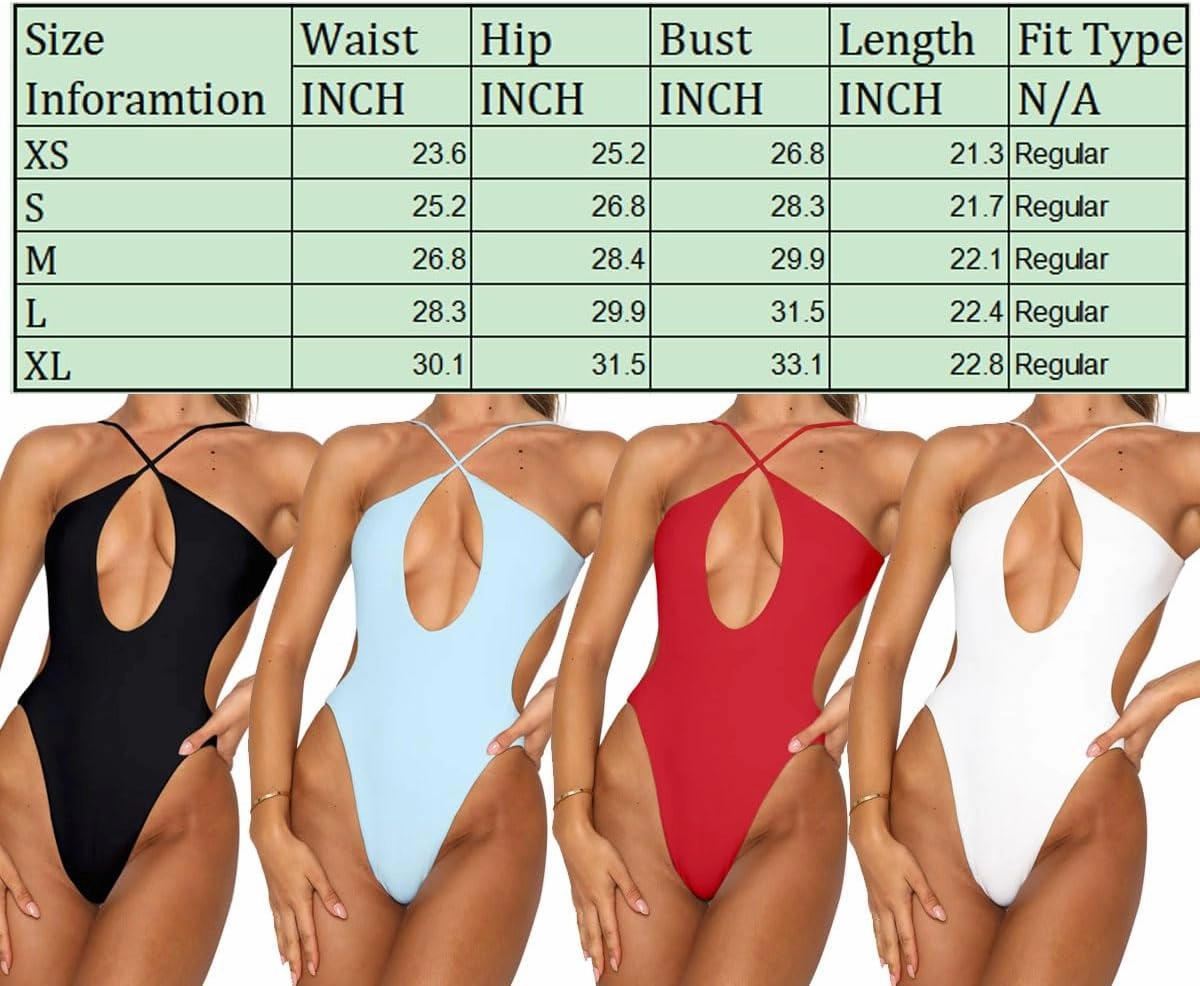 Sexy One Piece Swimsuit for Women Criss Cross Halter Neck Swimwear Cut Out Bathing Suit Thong 1 Piece Swimsuit