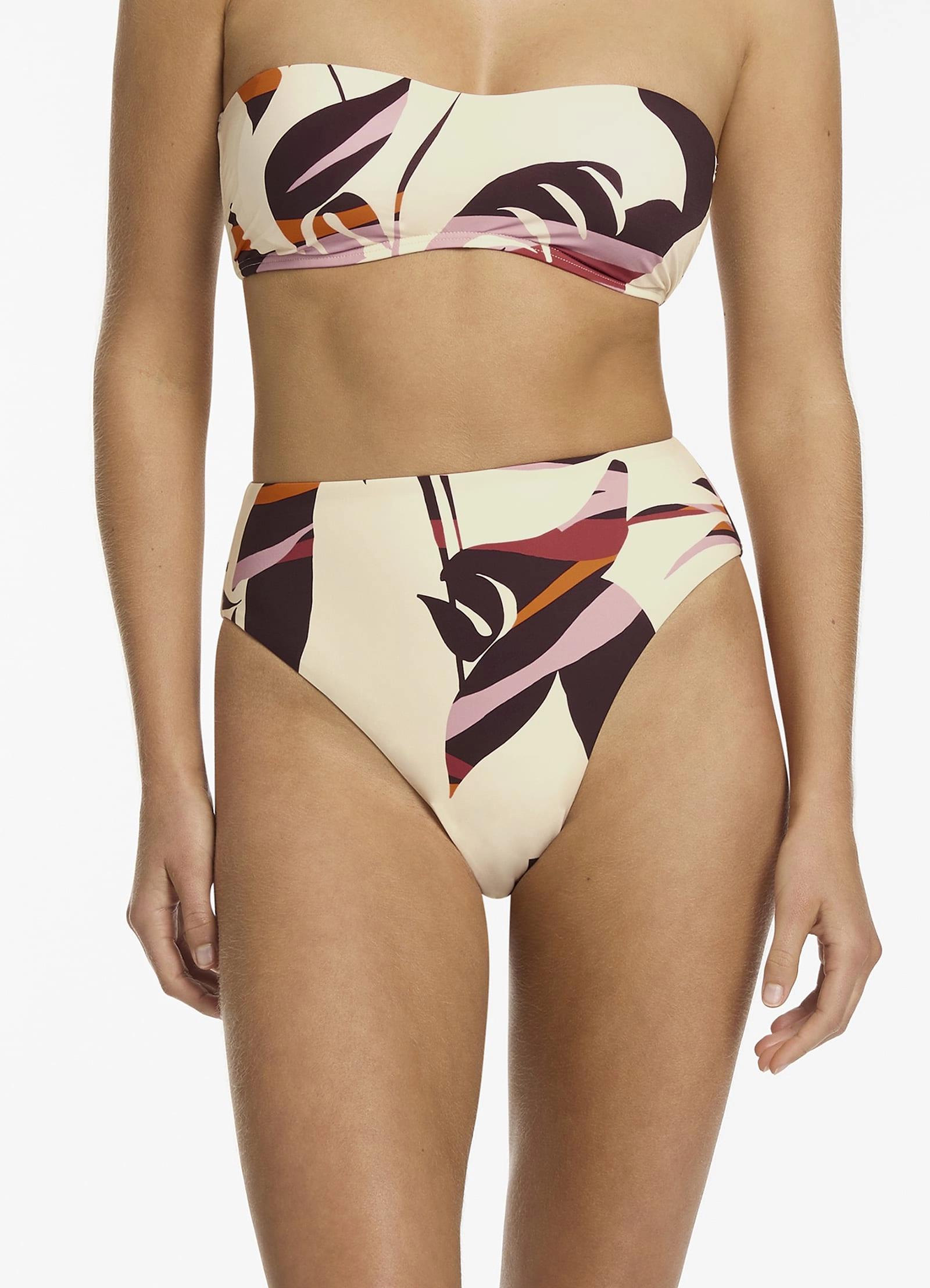 Shadow Palm High Leg Bikini Bottom - Port