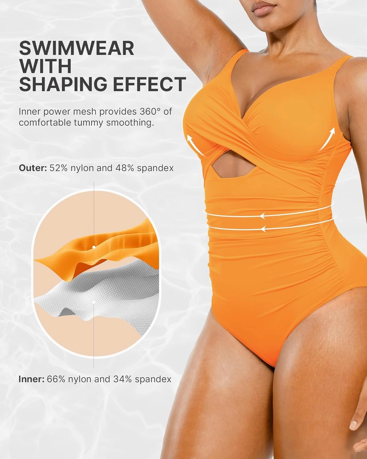 SHAPELLX Tummy Control Swimsuits Women V Neck One Piece Bathing Suit Ruched Push Up Slimming Swimwear Built-in Bra