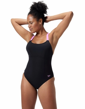 Shaping Crossback Swimsuit - Black/Pink