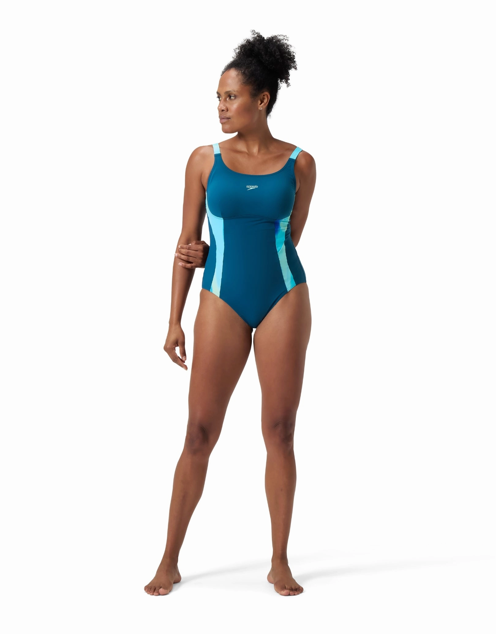 Shaping Printed Splice Swimsuit - Green