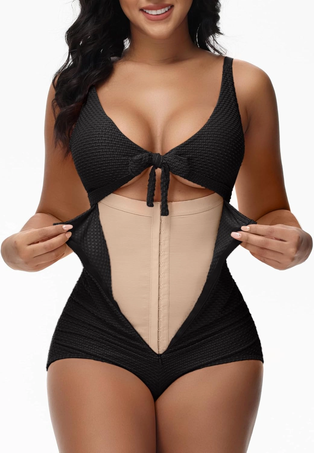 SHAPSHE Women's Tummy Control Swimsuit One Piece Slimming Bathing Suit Cutout Tie Knot Front Bikini Push Up Swimwear