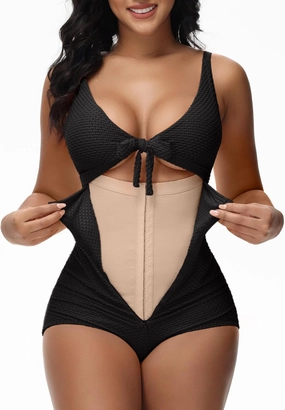 SHAPSHE Women's Tummy Control Swimsuit One Piece Slimming Bathing Suit Cutout Tie Knot Front Bikini Push Up Swimwear