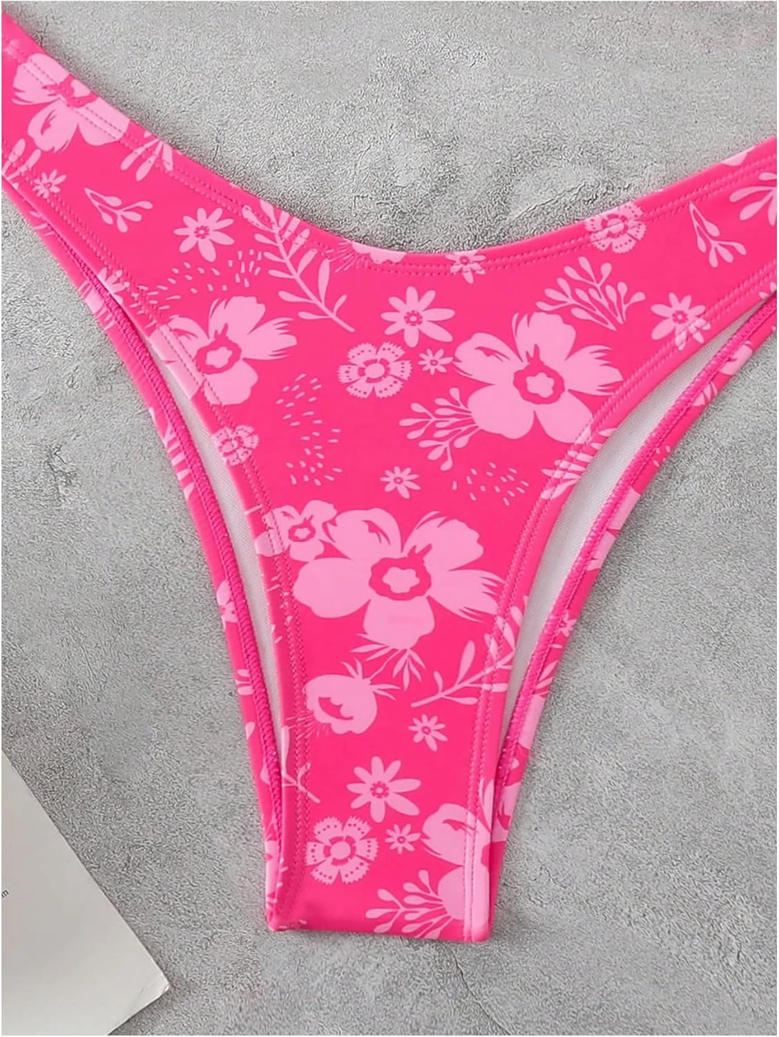 SHENHE Women's 2 Piece Strapless Swimsuit U Wire Floral Tie Back Ruched Bandeau Bikini with Thong Set