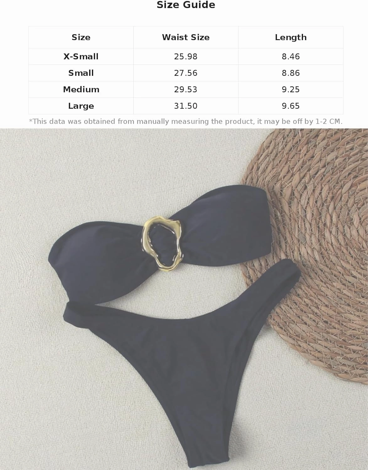 SHENHE Women's 2 Piece Strapless Swimsuits High Cut Metal Ring Tube Top Bandeau Bikini Set